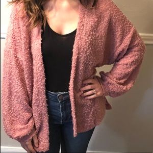 Pink fluffy cardigan